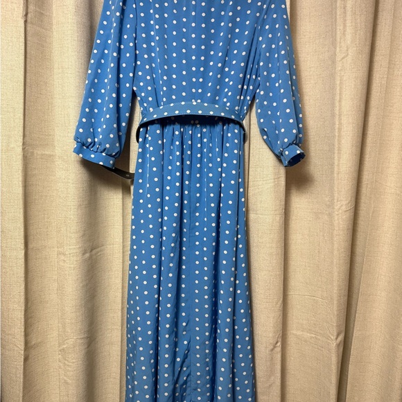 SHEIN Blue Polka Dot Dress with Belt - Picture 5 of 9
